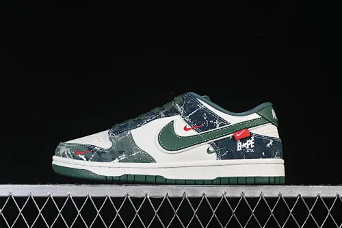 All categories Nk SB Dunk Series Nk SB Dunk Low High-end customized low-top sneakers Nike SB Dunk Low BAPE joint white army green Anniversary high-end customized low-top casual sneakers SC0601-465